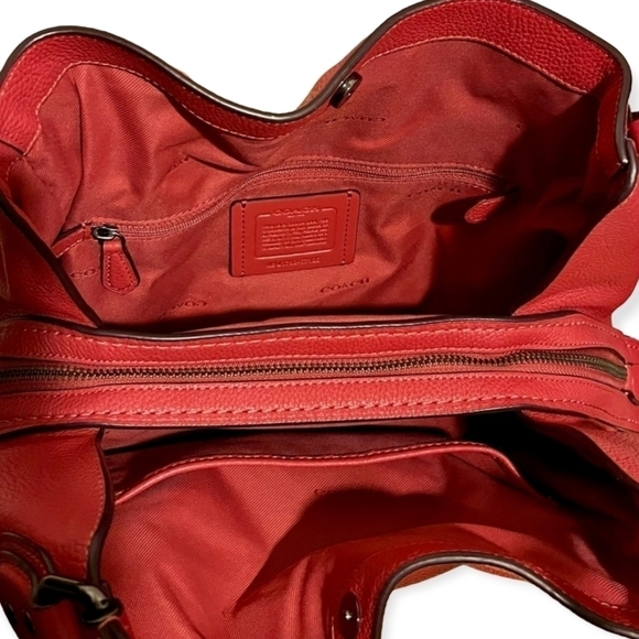 Coach Edie 31 Shoulder Bag Washed Red Leather Edie Turnlock Purse - Picture 6 of 12